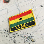 GHANA National Flag Embroidery Patches Badge Shield And Square Shape Pin One Set On The Cloth Armband   Backpack  Decoration