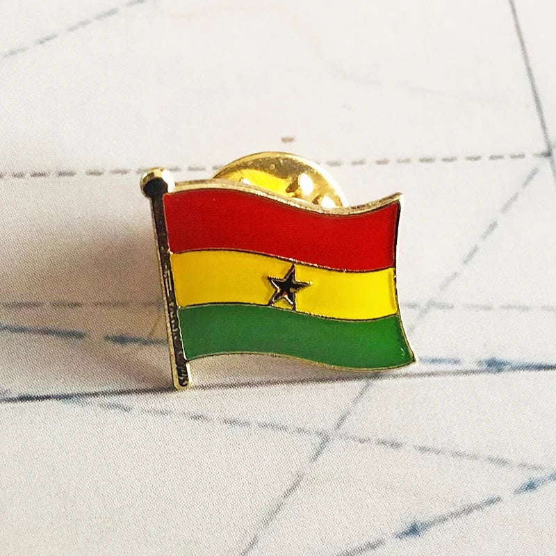 GHANA National Flag Embroidery Patches Badge Shield And Square Shape Pin One Set On The Cloth Armband   Backpack  Decoration