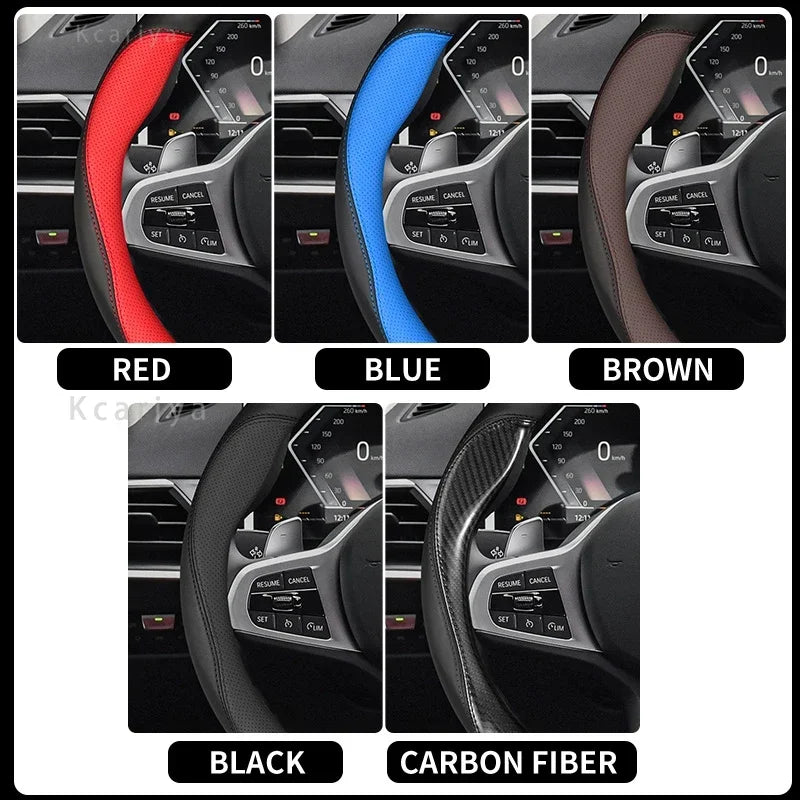 Car Steering Wheel Cover Non-Slip 38cm 15" Leather For Toyota Corolla CH-R Camry Rav4 Auris Prius Yalis Avensis Auto Accessories