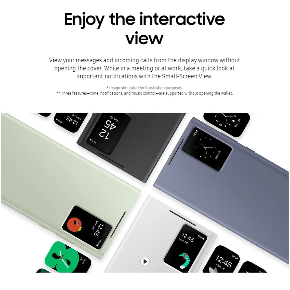 Original For Samsung Galaxy S24 Ultra Smart View Wallet Case Flip High Quality Leather Cover S24Ultra Card Bag Protector Shell