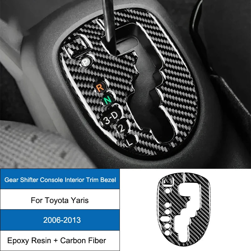 Carbon Fiber Epoxy Coated Interior Gear Shift Panel Trim Cover Sticker For Toyota Yaris 2006 2007 2008 2009 2010 2011 2012 2013