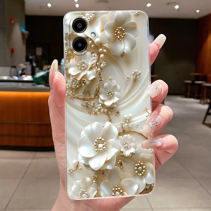 For Samsung A07 2025 Clear Phone Case Luxury Butterfly Flowers Casing For Samsung Galaxy A07 SamsungA07 A 07 Silicone Back Cover