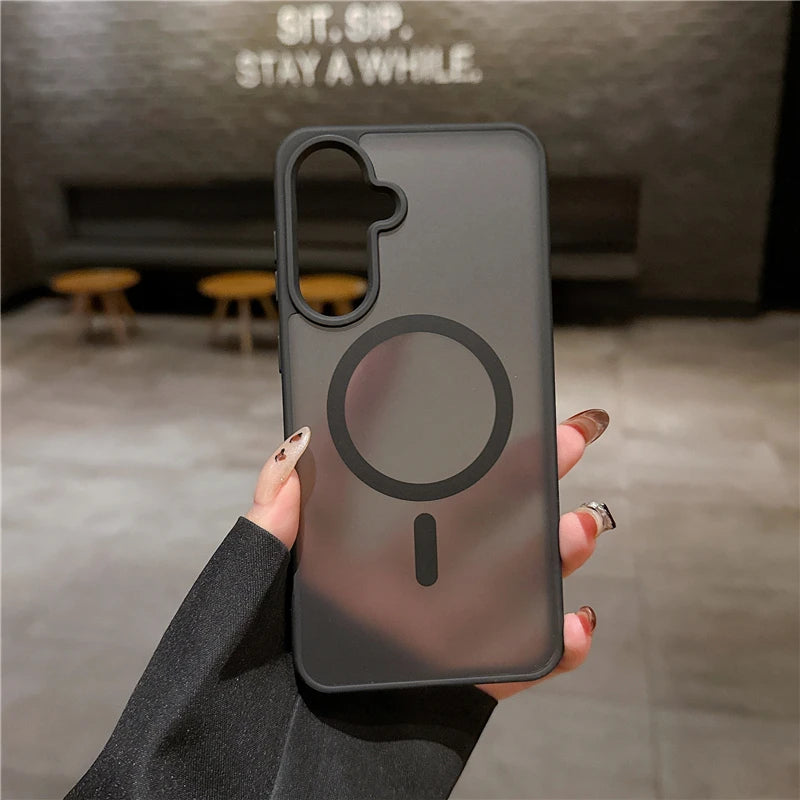For Magsafe Matte Translucent Armor Shockproof Case For Samsung A56 5G Wireless Charge Cover For Samsung A57 A55 A37 A36 A35 A17