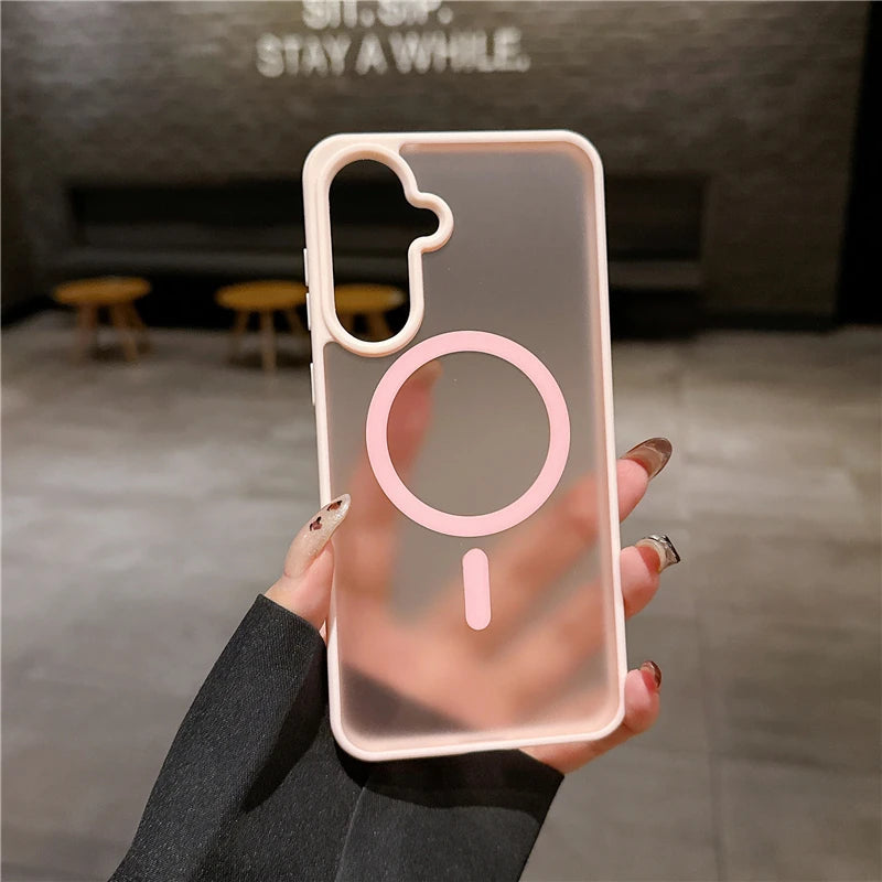 For Magsafe Matte Translucent Armor Shockproof Case For Samsung A56 5G Wireless Charge Cover For Samsung A57 A55 A37 A36 A35 A17