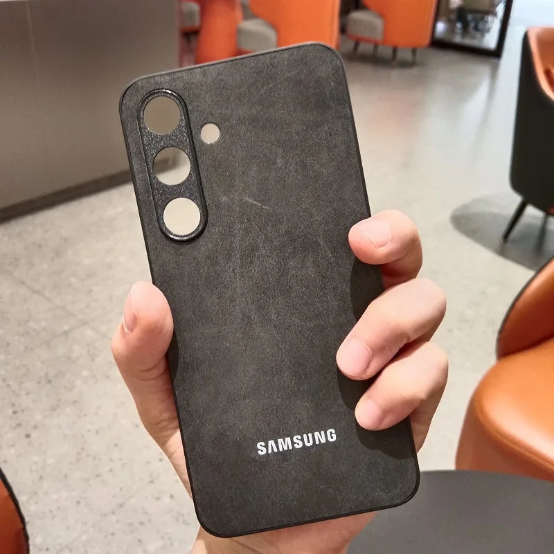 For Samsung Galaxy A57 A56 A55 A37 A36 A35 A26 A16 A15 A25 A17 5G Case Luxury Sheepskin Leather Shell Plain Lambskin Cover Coque