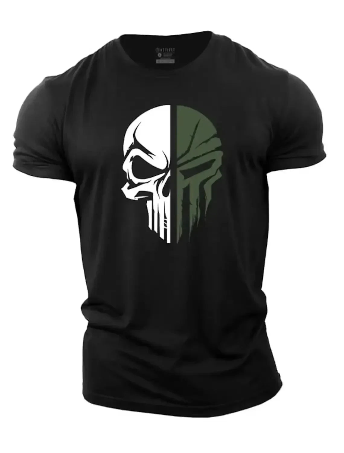 Fashion Skull Printed Men's Crew Neck T-shirt Breathable Fitness Running Short Sleeve Tees Outdoor Quick Drying Tops