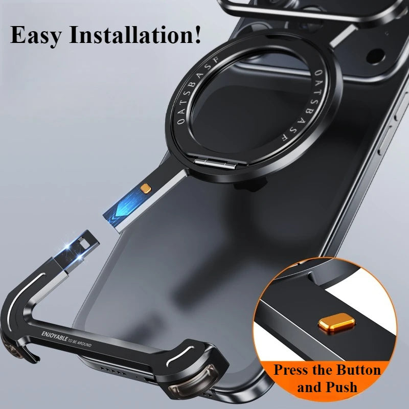Eary Metal Magnetic Phone Case for iPhone 17 Pro Max/17 Pro/17 Air for Magsafe 360°Stand Frameless Shockproof Protector Cover