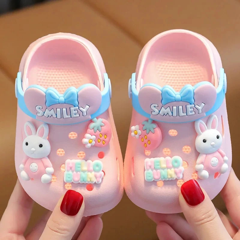 Summer Kids Sandals Hole Children's Shoes Slippers Soft Anti-Skid Cartoon DIY Design Hole Baby Shoes Sandy Beach For Boys Girls