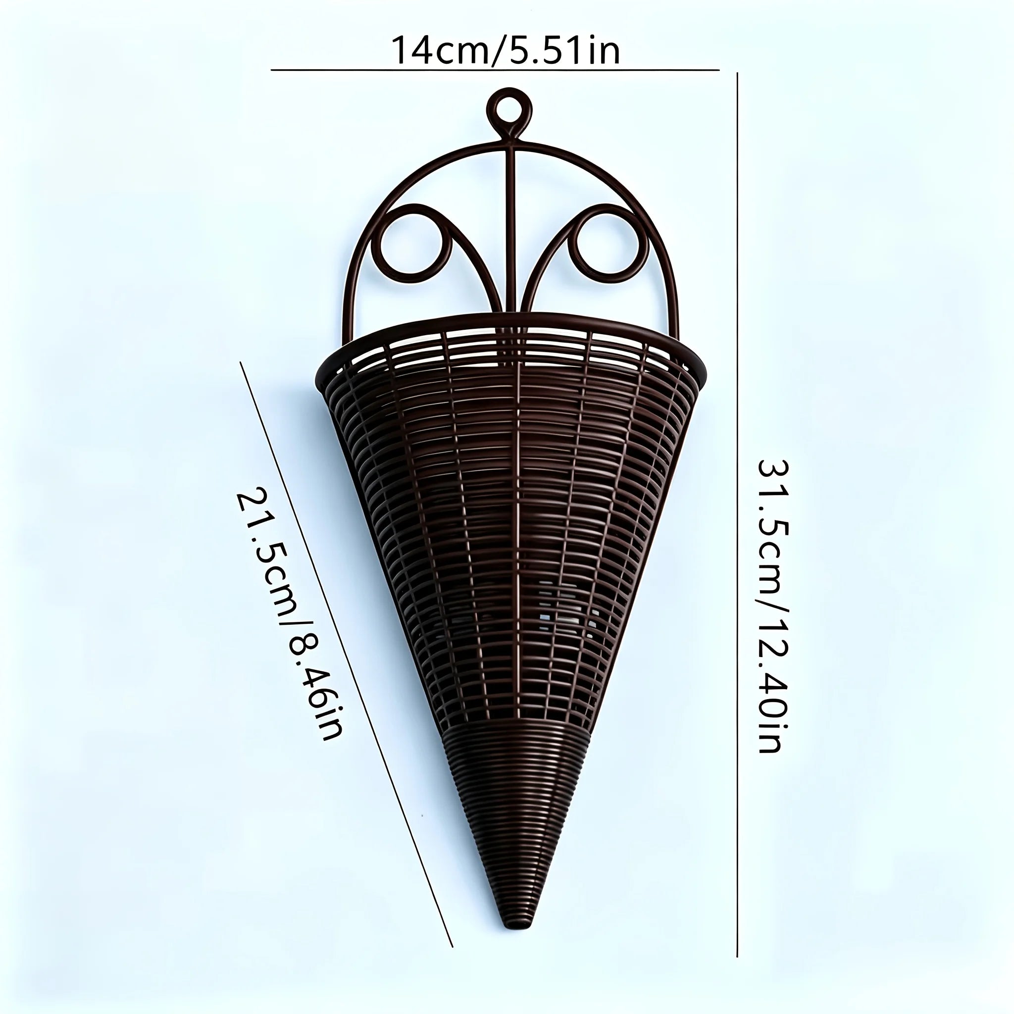 Home Decoration Hanging Flower Basket Plastic Durable Art Rattan Wall Hanging Fan-shaped Pattern Flower Arrangement Container