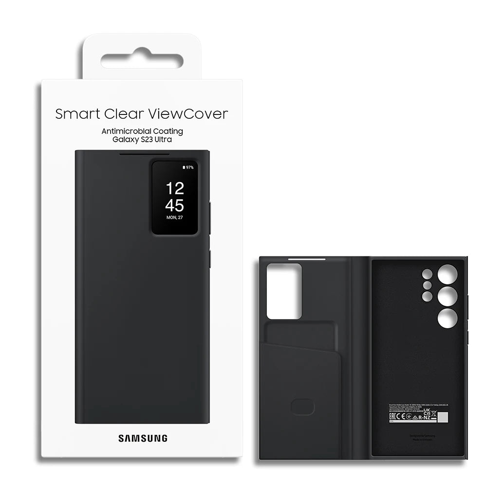 Original For Samsung Galaxy S23 Ultra Smart View Wallet Case Flip High Quality Leather Cover S23Ultra Card Bag Protector Shell