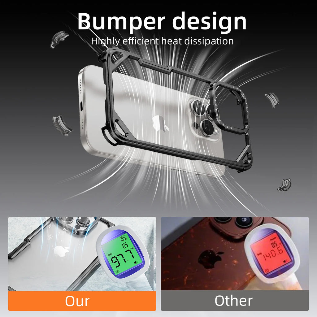 Eary Minimalist Metal Frameless Phone Case for iPhone 16 Pro Max 15 Ultra-thin Bumper Aluminum Alloy Shockproof Protective Cover