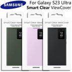 Original For Samsung Galaxy S23 Ultra Smart View Wallet Case Flip High Quality Leather Cover S23Ultra Card Bag Protector Shell