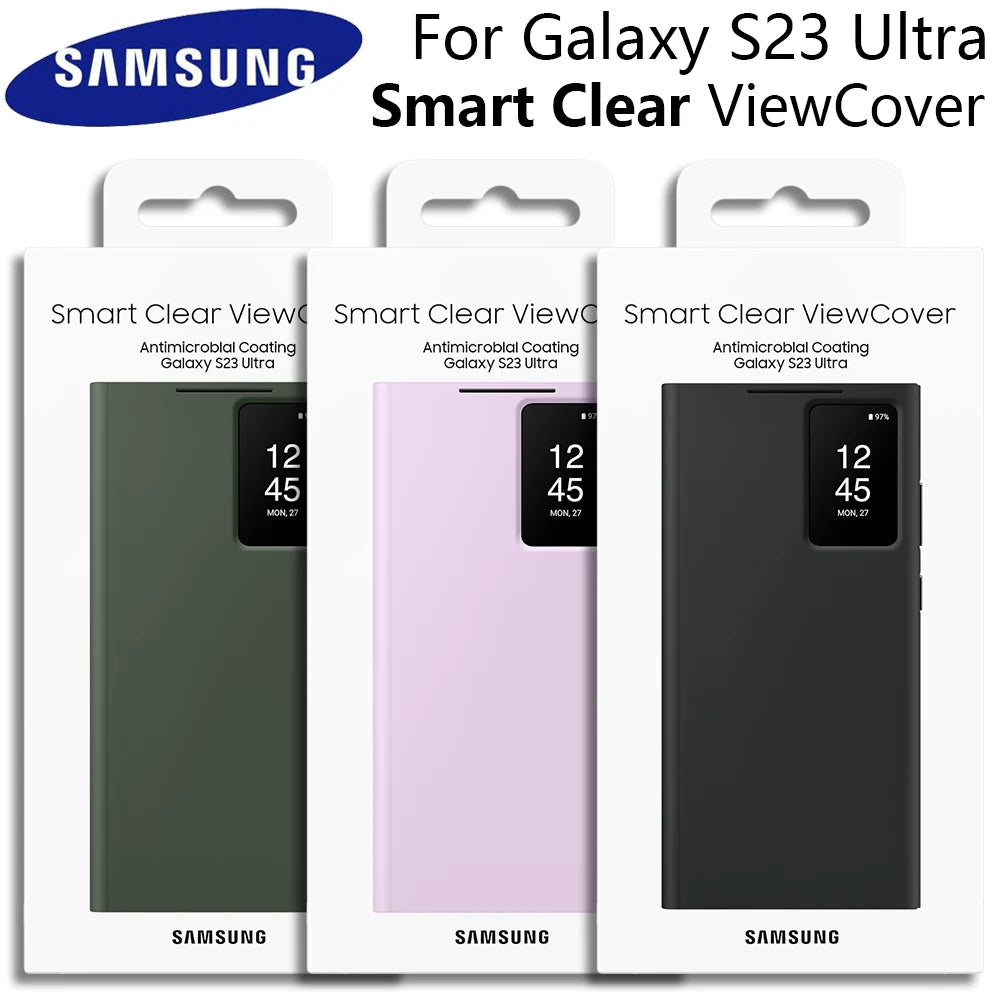 Original For Samsung Galaxy S23 Ultra Smart View Wallet Case Flip High Quality Leather Cover S23Ultra Card Bag Protector Shell