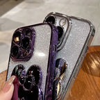 Glitter Mirror Rabbit Stand Case For Samsung A07 A17 A56/36/26/16/06/55/35/25/15/05S S25 FE S24 S23 Ultra Plus Shockproof Cover