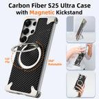 Eary for Samsung Galaxy S25 Ultra Phone Cases 360 Rotate Magnetic Stand Carbon Fiber Cover for MagSafe Military-Grade Drop Shell
