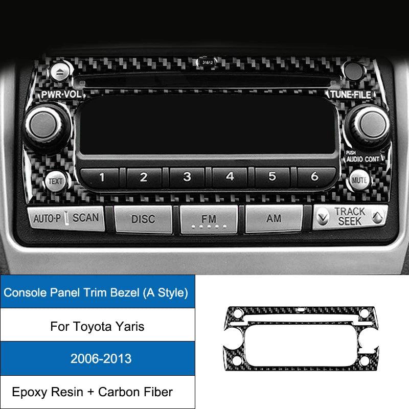 Carbon Fiber Epoxy Coated Interior Gear Shift Panel Trim Cover Sticker For Toyota Yaris 2006 2007 2008 2009 2010 2011 2012 2013