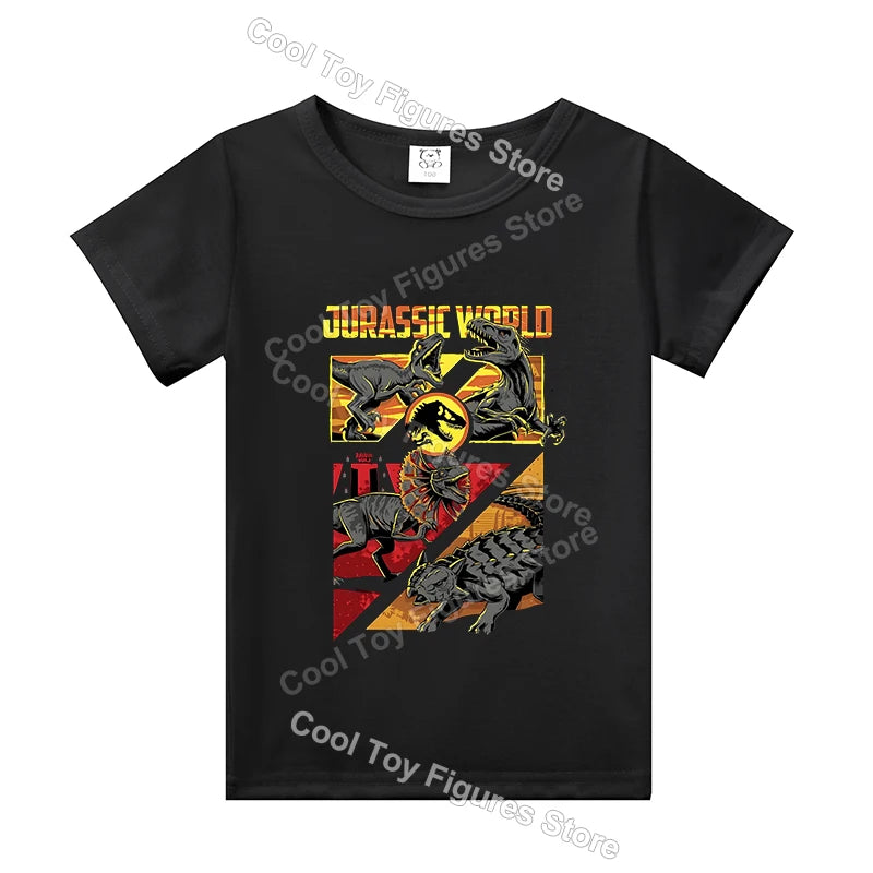 Jurassics World Series T-shirt Summer Hot Dinosaur Park Boys Girls Short Sleeve Top Trend Kids Base Clothes Birthday Gift