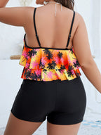 Plus Size Women's Swimsuit 2025 Two Piece Sets Tankini Beach Outfits Ruffled Tank Top High Waisted Shorts Bathing Suit