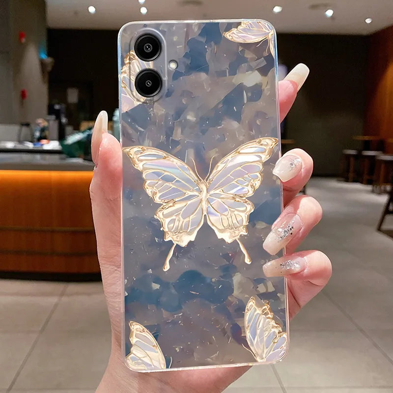 For Samsung A07 2025 Clear Phone Case Luxury Butterfly Flowers Casing For Samsung Galaxy A07 SamsungA07 A 07 Silicone Back Cover