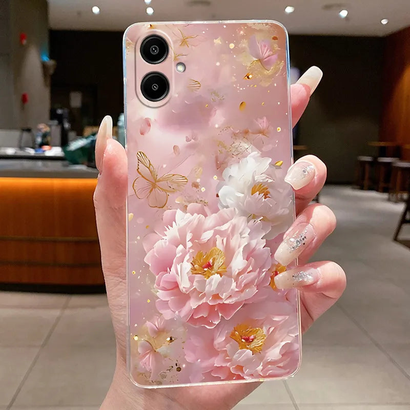 For Samsung A07 2025 Clear Phone Case Luxury Butterfly Flowers Casing For Samsung Galaxy A07 SamsungA07 A 07 Silicone Back Cover