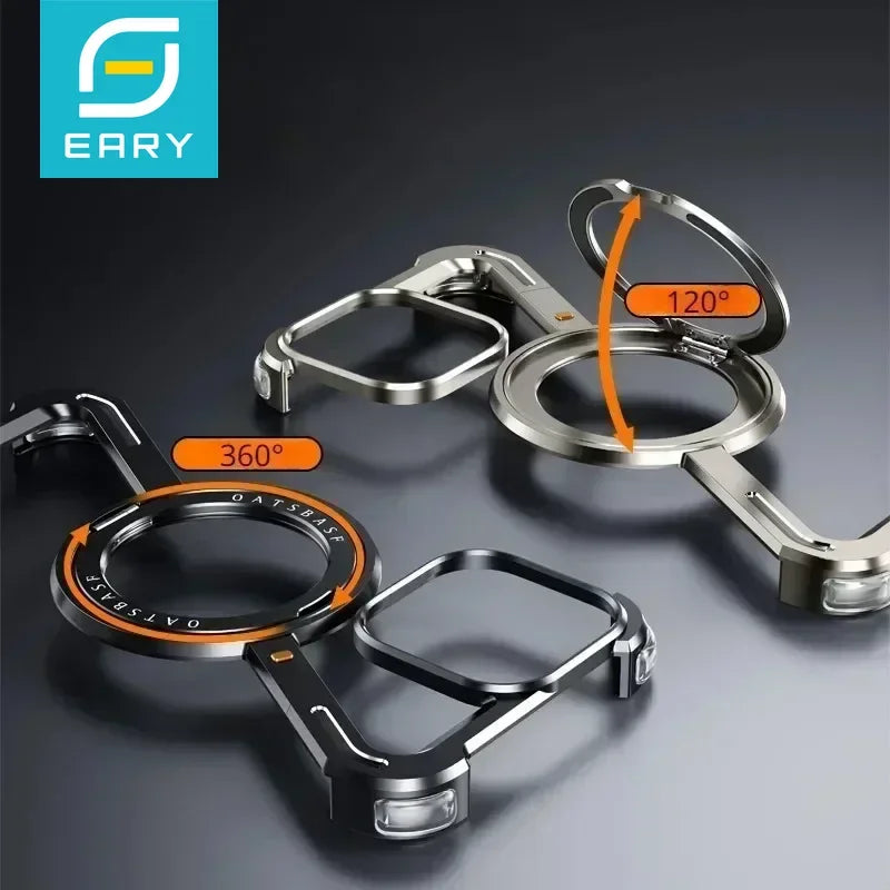 Eary Z Shape Frameless Phone Case for iPhone 17 Pro Max Air 16 15 14 13 for Magsafe Aluminum Metal Magnetic 360° Rotation Stands