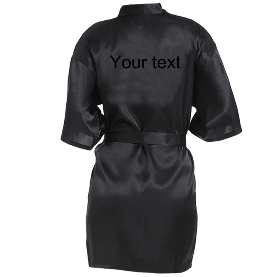 Customized Name Date Wedding Bathrobe Faux Silk Bridal Robe Bride Bridesmaid Wedding Robes Woman Bachelorette Hen Party