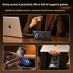 Eary for iPhone 17 Pro Max Air Phone Case Genuine Leather for Magsafe Frameless Shell 360°Rotate Magnetic Stand Anti-Drop Cover