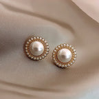 Trending Imitation Pearl Circle Stud Earrings For Woman New In 2025 Fashion Party Round Elegant Korean Earring Jewelry Wholesale