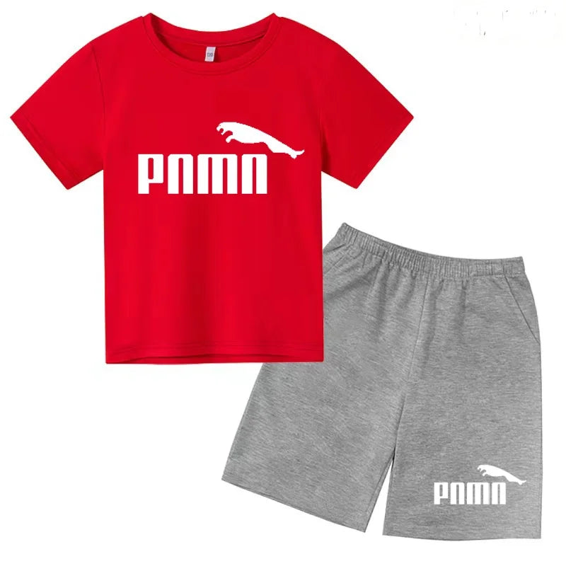 Kids  Fashion Two-Piece  Summer Sports brand Short-Sleeve Boy Girl 3-13Yrs  T-shirt +Shorts clothes