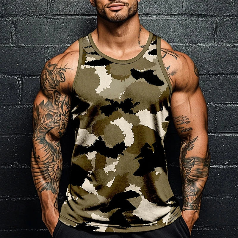 Summer Daily Exercise Men's Tank Top Camouflage Outdoor Sports Running Fitness Men's Sleeveless Tshirt Street Men's Tank Top 6xl