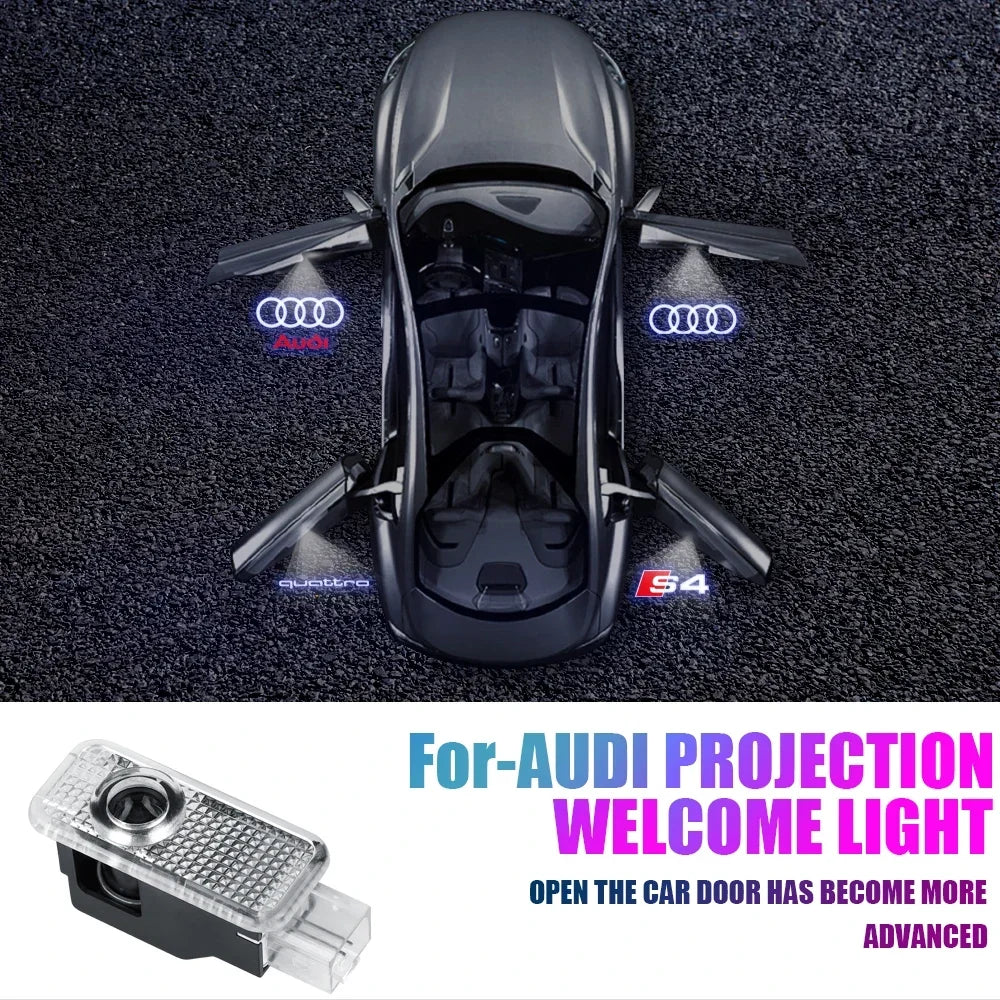 2Pcs HD Car Door Projector Laser Lamp Car Door Welcome Light For Audi Sline Q3 A5 A7 A3 Q5 Q7 A4L RS Quattro S3 S4 S6 S5 S7 S8