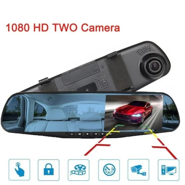 Full HD 1080P Dash Camera Dual Lens Driving Recorder Car DVR Speedcam Rearview Mirror Camera Radar Detector Auto Video Recorder