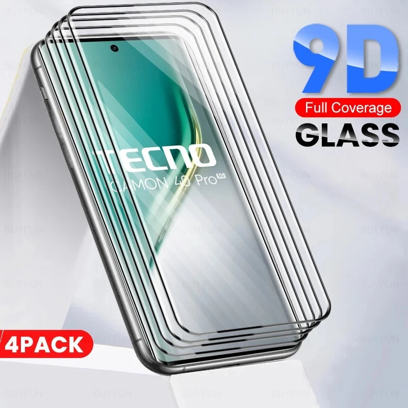 For Tecno Camon 40 Pro 5G 4G Case 4Pcs 9D  Tempered Glass Camon40Pro Camon40 Pro 9H Curved Cover Screen Protector On 40Pro 2025