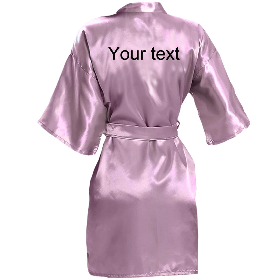 Customized Name Date Wedding Bathrobe Faux Silk Bridal Robe Bride Bridesmaid Wedding Robes Woman Bachelorette Hen Party