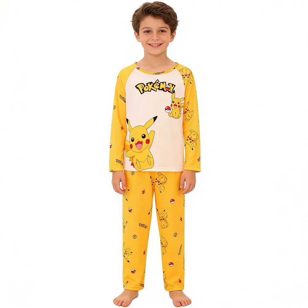 Kids Cute Pikachu Pajamas Set Pokemon Long Sleeve Sleepwear Adorable Pjs for Boys Girls Soft Comfortable Nightwear