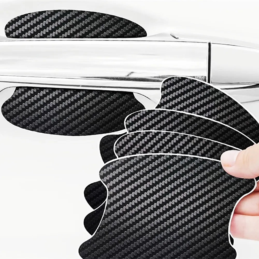 4pcs/Set Universal Car Door Handle Bowl Scratch Protective Sticker Automobiles Door Handle Carbon Fiber Protector Accessories