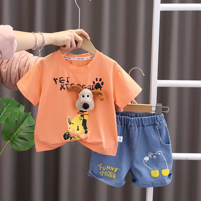 New Summer Kids Boys Clothes Suits Cartoon Cotton T Shirts Shorts 2Pcs/sets Infant Children Fashion Casual Toddler Tracksuit