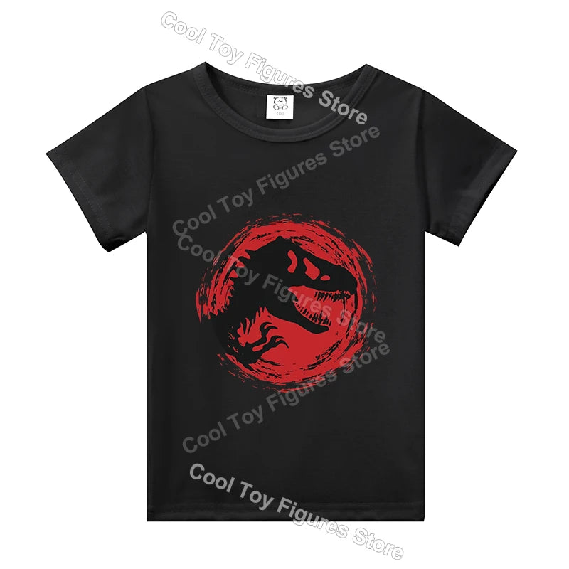 Jurassics World Series T-shirt Summer Hot Dinosaur Park Boys Girls Short Sleeve Top Trend Kids Base Clothes Birthday Gift