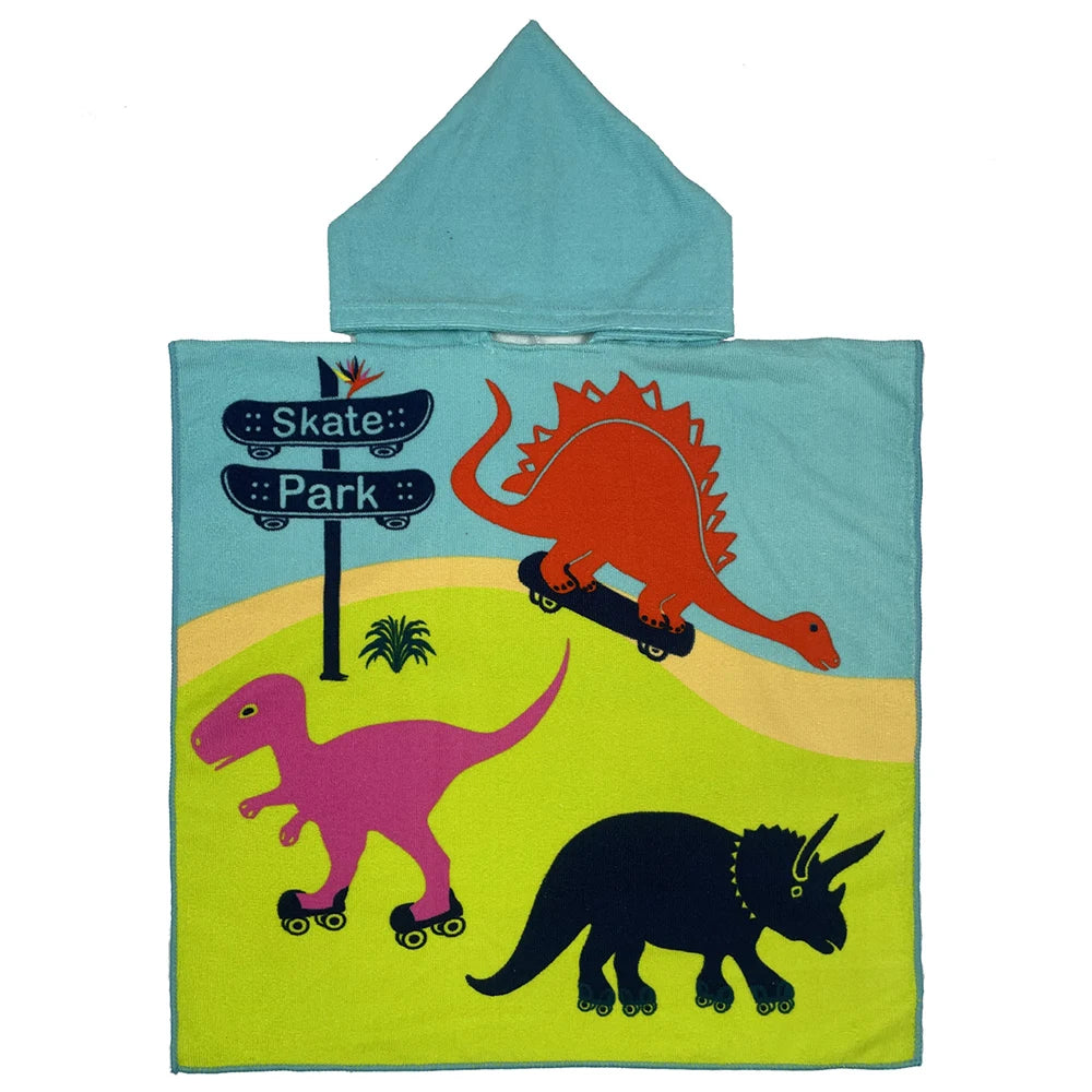 Baby Cartoon Printing Bathrobe Girls Unicorn Beach Towel Boy Shark Dinosaur Bath Towel Kids Hooded Cape Towel Children Bath Item