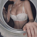 Women Bras Sexy Lace Half Cup Push Up French Style Lingerie Soft Deep V Top Breathable Back Closure Thin Bralette Ropa Mujer