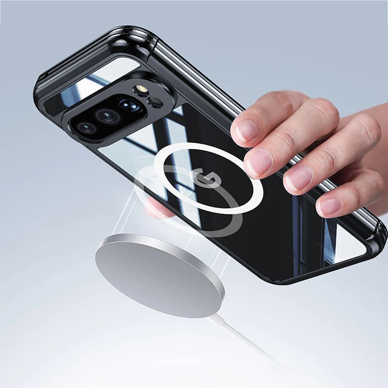 Suitable for Google Pixel 10 9 8 Pro XL 9A high transparency PC glass screen all inclusive phone case, magnetic protective cover
