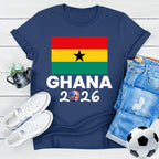 Ghana 2026 Flag T-Shirt Patriotic Supporter Tee Men Women Summer Fashion Crewneck Cotton Tops Soccer Part Supplies Clothing