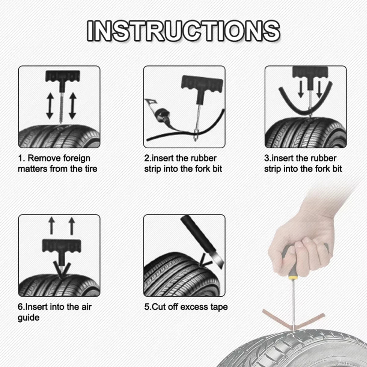10/20/50Pcs Tire Repair Strips Tubeless Rubber Stiring Glue Seals for Car Motorcycle Tyre Kit Wicks Worms Tools Accessories