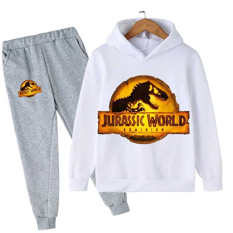 Kids Jurassic World  Children Dinosaur Hoodies Pants Set  Fashion Pullovers Clothes Boys Girls Dominion Sweatshirts Hooded Suit