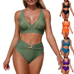 Women High Waisted Bikini Sexy Push Up Two Piece Swimsuits Vintage Swimsuit Two Piece Retro Ruched High Swimwear Woman 2025