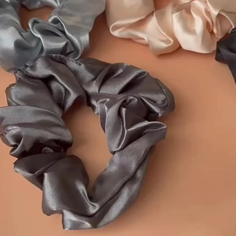 3Pcs Retro Silk Satin Scrunchies with High Elasticity - Soft Hair Ties for Home Wear, Outdoor Trips, Travel & Casual Outings
