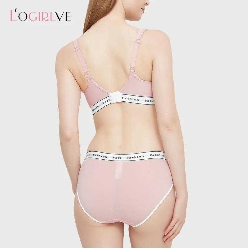 Logirlve French Thin Cup Lingerie Set Lace Bras High Quality Women Underwear Wireless Push Up Brassiere Breathable Bras Panties
