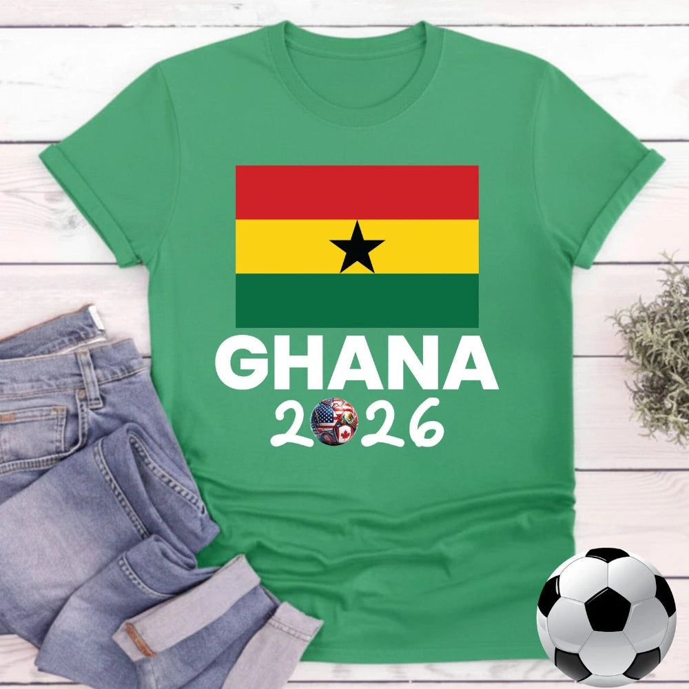 Ghana 2026 Flag T-Shirt Patriotic Supporter Tee Men Women Summer Fashion Crewneck Cotton Tops Soccer Part Supplies Clothing