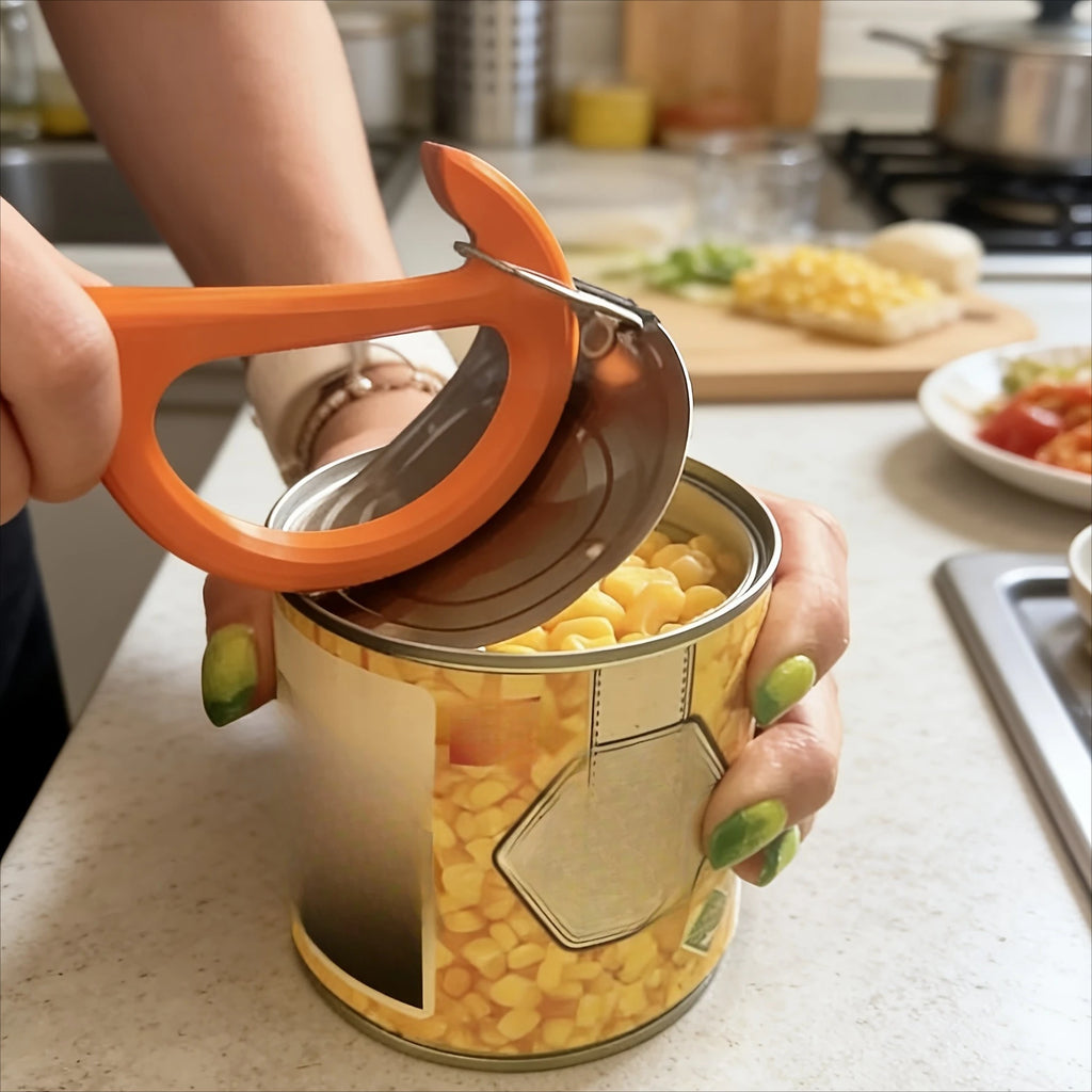 Plastic Manual Can Opener with Non-slip Handle, Easy Grip Safe Durable Kitchen Can Opener