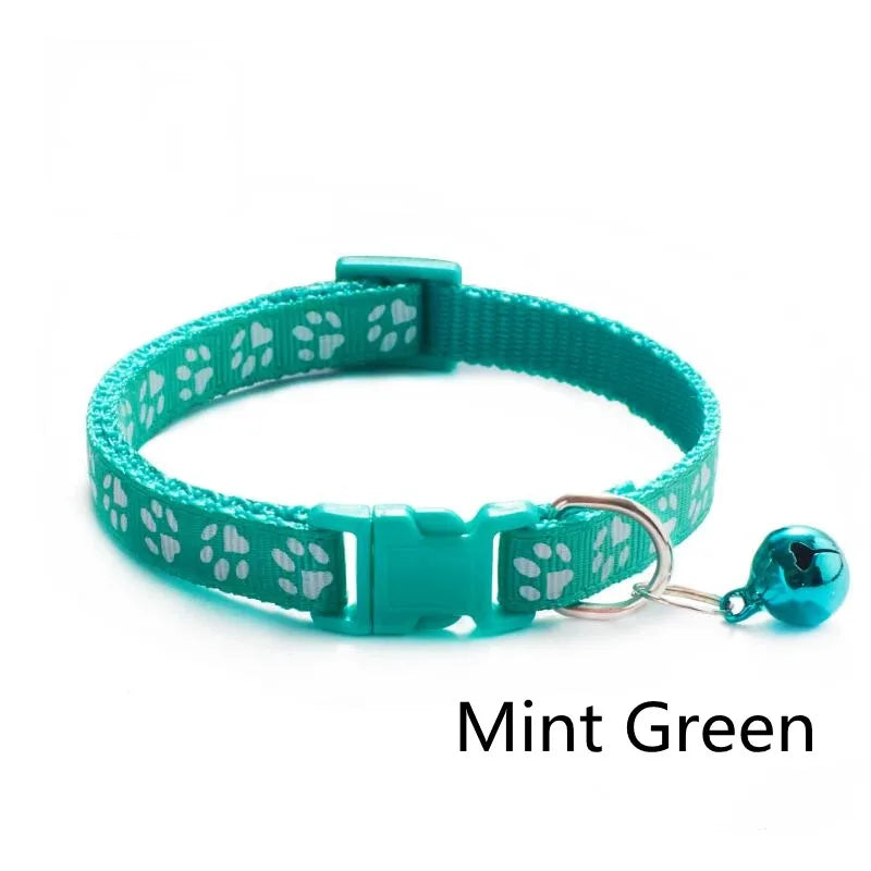 1/6/18pcs Pet Collar With Bell Footprints Colorful Dog, Dog, Cat Accessories Cat Collar Adjustable Bell Ring Necklace Pet